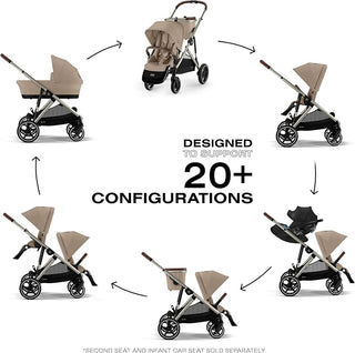 CYBEX GAZELLE S & CLOUD G TWIN TRAVEL SYSTEM (Almond beige)