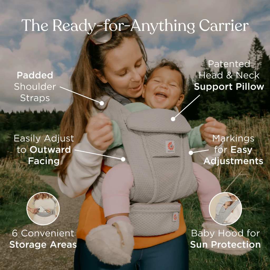ergobaby carrier with head cover ERGOBABY OMNI DELUXE COTTON BABY CARRIER – Precious Cargo