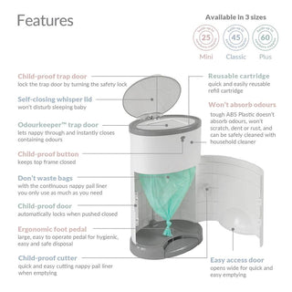 KORBELL CLASSIC HANDS-FREE NAPPY BIN 26L BUNDLE