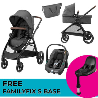 MAXI COSI ZELIA S TRIO TRAVEL SYSTEM WITH FREE FAMILYFIX S