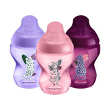 TOMMEE TIPPEE BOTTLES 260ML MIDNIGHT JUNGLE PINK- 3 PACK