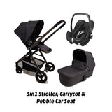 ALFA KIDS DELUXE STROLLER, CARRY COT AND PEBBLE PRO